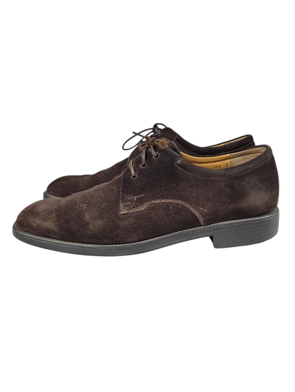 Salvatore Ferragamo Dark Brown Suede Derby Oxford Shoes Men's 7.5 D
